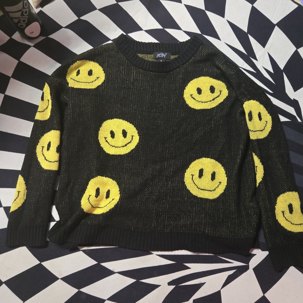 Black Smiley Face Sweater